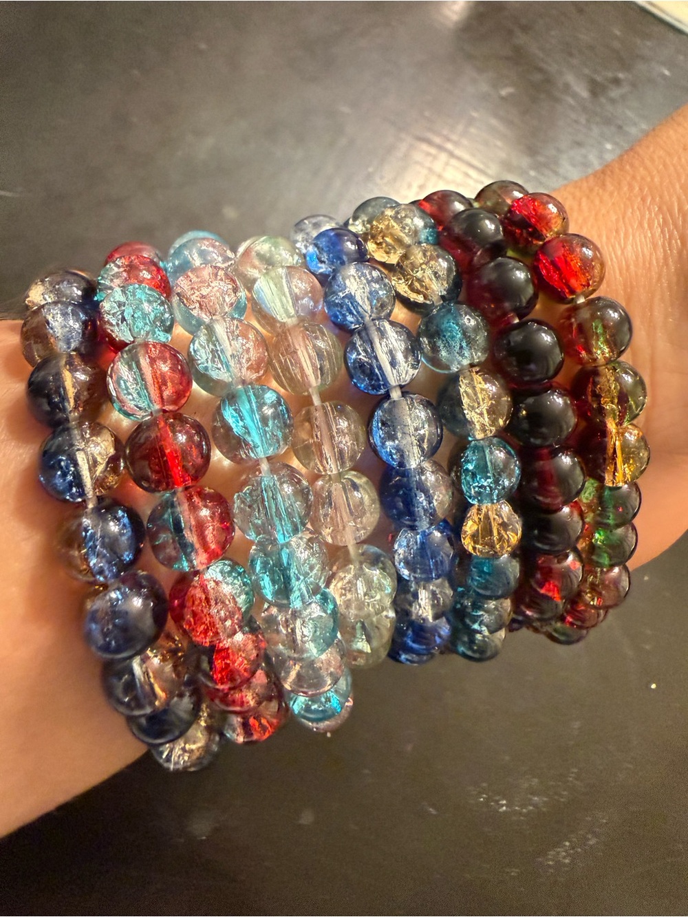 Multicolor Glass Bead Stretch Bracelet Set - Women's Fashion Jewelry